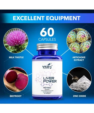 Vital-J Empowering 21-in-1 Liver Support Supplement Liver Cleanse Detox & Repair - W/Milk Thistle Zinc Beetroot & Artichoke Choline & Dandelion Root for Digestion & Immunity - 60 Capsules - Buy Online on GoSupps.com