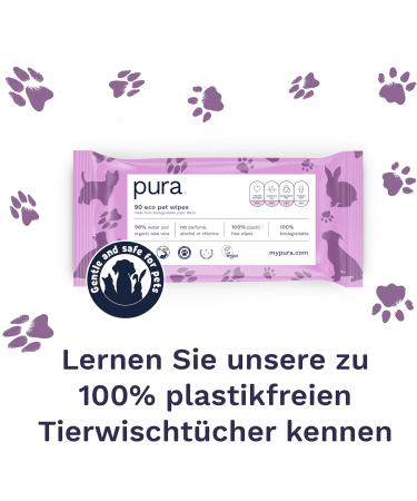 Pura ko XXL Wet Wipes for Dogs Cats & Rabbits | 100% Biodegradable Plastic-Free Hypoallergenic Care Cloths | 360 Towels for Paws Fur & Back - Buy Online on GoSupps.com