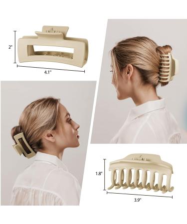 Amazer Hair Clips for Thick Hair - 4 Pack Neutral Colors Matte Hair Claw Clips with 2 Hair Scrunchies - Natural Yellow & Light Brown - Buy Online on GoSupps.com