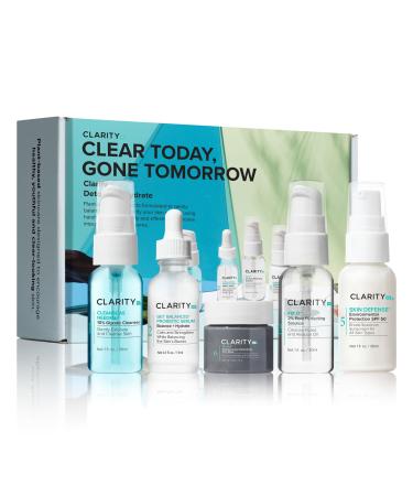 ClarityRx Clear Today Gone Tomorrow Skincare Kit 5-Piece Plant-Based Set for Acne-Prone Skin