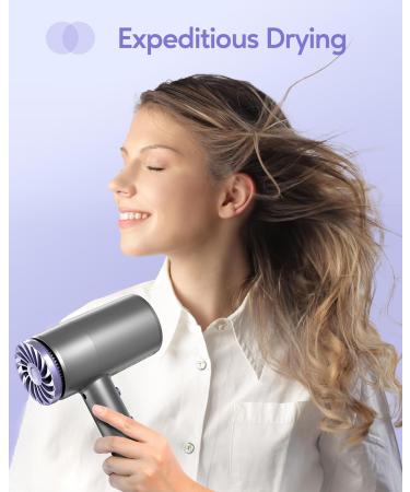Wavytalk 1875W Ionic Hair Dryer with Diffuser & Concentrator - Lightweight Fast Drying Blow Dryer in Purple & Grey | International Shipping - Buy Online on GoSupps.com