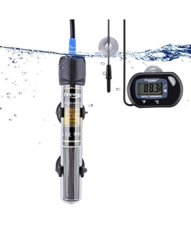 FREESEA 25/50/100/200/300 Watt Aquarium Heater with Aquarium Submersible Thermometer