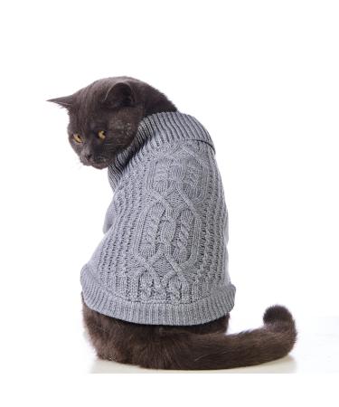 Jnancun Cat Sweater Turtleneck Knitted Sleeveless Cat Clothes Warm Winter Kitten Clothes Outfits for Cats or Small Dogs in Cold Season Medium Grey