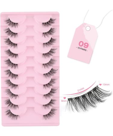 Sixstarhair Half Lashes 10 Pairs Cat Eye Kit with Glue - Natural Looking Demi Wispies Eyelashes - Reusable & Easy to Apply - H09 - Buy Online on GoSupps.com