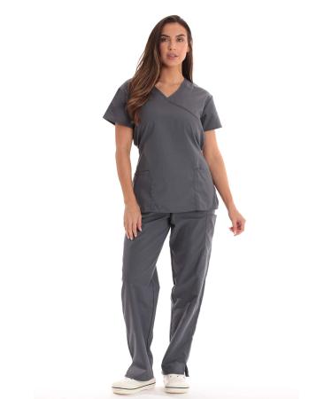 Just Love Women's Scrub Sets Medical Scrubs (Tie Back) Medium Steel Gray