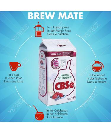 CBS Yerba Mat Fruits de la For t 2x0.5 kg + CBS Yerba Mat Silhouette 0.5 kg |Th mat d'Argentine | Boisson revigorante et nergisante Fruits + Silhouette - Buy Online on GoSupps.com
