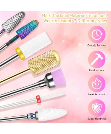Heymkgo 7-Piece Nail Cutter Attachments Kit | Electrical Nail Drill Bits for Acrylic & Gel Manicure | 3/32 Inch Conical Barrels & Cones | Pedicure Tools - Buy Online on GoSupps.com