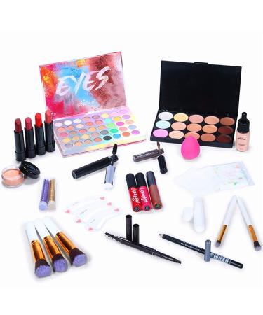 28-Piece Multi-Purpose Make-Up Set for Teens | Travel Cosmetic Case & Gift for Birthday/Christmas | Eyeshadow Palette & Lipstick - Buy Online on GoSupps.com