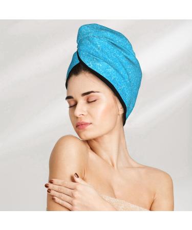 Sky Blue Glitter Hair Towel Wrap - Quick Drying Hair Turban with Button | Ultra-Absorbent Hair Drying Towel for Effortless Styling - Buy Online on GoSupps.com