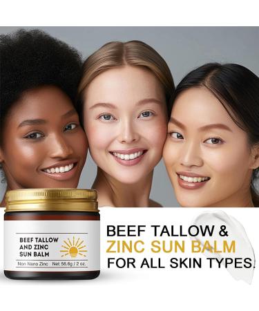 Beef Tallow & Zinc Sun Balm - Non-Greasy Sunscreen for Face & Body Deep Moisturizer Instant Sun Protection 2 Oz - Buy Online on GoSupps.com