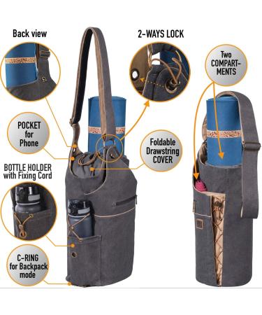 WRASCO Convertible Yoga Mat Bag - Large Canvas Carrier for Women & Men, Grey L-Sport - Buy Online on GoSupps.com