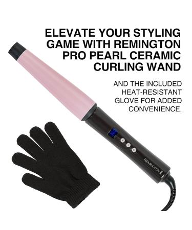 Remington CI9538 Pro 1-1.5" Pearl Ceramic Curling Wand | Digital Controls & 10 Heat Settings | Black/Pink - Shop Internationally - Buy Online on GoSupps.com
