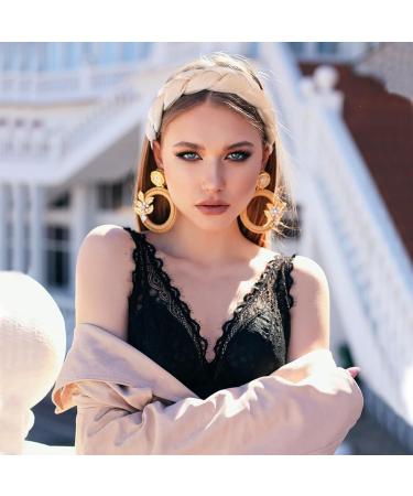 Bethininess Vintage Padded Braided Headband for Women & Girls - Wide Rockabilly Beige Hair Accessories - Buy Online on GoSupps.com