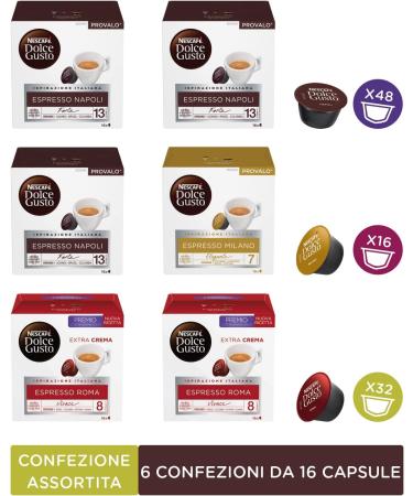  NESCAFE DOLCE GUSTO Nescaf Dolce Gusto Espresso Naples Espresso Roma & Espresso Milan 6 Boxes of 16 Capsules (96 Capsules) - Buy Online on GoSupps.com