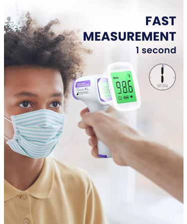 Digital Infrared Thermometer for Adults and Kids - Touchless Forehead Thermometer with Fever Alarm - FSA Eligible - Silent Mode - White - Buy Online on GoSupps.com