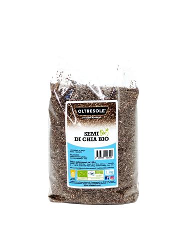 Oltresole, Organic Chia Seeds 1 kg, Super-food rich in protein and fiber, no additives, ideal for muesli, salads and pastries, Ideal Family Pack