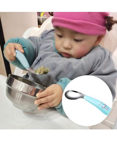 4PC Baby Cutlery Set - Stainless Steel Curved Spoons & Forks for Toddlers - Self-Feeding Baby Utensils in Blue & Pink - Buy Online on GoSupps.com