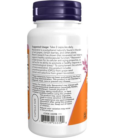 Now Foods Natural Resveratrol 50 mg - 60 Veg Capsules | Antioxidant Support - Buy Online on GoSupps.com
