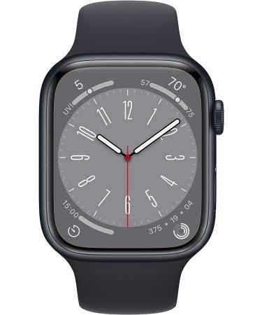 Apple Watch Series 8 GPS + Cellular 45mm Smart Watch with Midnight Sport Band - S/M, Blood Oxygen & ECG, Fitness Tracker, Retina Display, Water Resistant - Midnight Aluminium Case - Buy Online on GoSupps.com