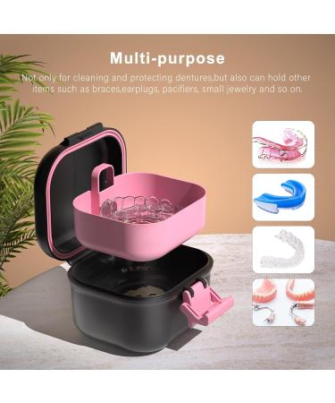 Buy BVN Leak-Proof Prosthesis Box - Eco-Friendly Denture Storage with Sieve for All Ages (Black + Pink) - Buy Online on GoSupps.com