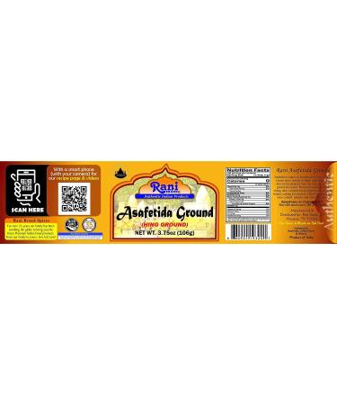 Rani Asafetida (Hing) Ground 3.75oz PET Jar - All Natural, Vegan, Non-GMO - Best Onion Garlic Substitute Indian Spice - Salt Free - Asafoetida Ground 3.75 Ounce - Buy Online on GoSupps.com