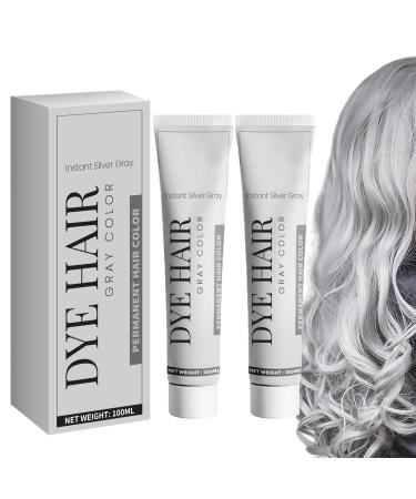 BAInuai Instant hair color gray silver hair color silver gray gray hair color silver hair color Light Gray Silver Color Cream for all hair types 100 ml 2 pieces 2 pieces