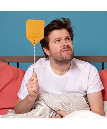 4-Piece Long Handle Leather Fly Swatter Set - Manual Swat with Metal Handle for Indoor & Outdoor Use - Colorful Rustic Design - Orange, Green, Yellow, Purple - Buy Online on GoSupps.com