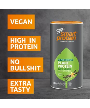 Dextro Energy Smart Protein Powder | 100% Vegan Plant Protein Vanilla | High-Quality Vegetable Protein | 600g International Shipping - Buy Online on GoSupps.com