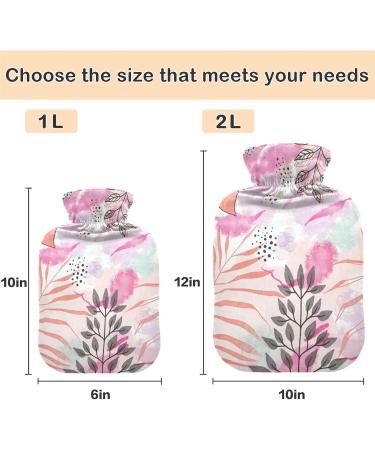 NAANLE Pink Palm Leaves Heat Bottle - 2L Transparent Hot Water Bottle for Back Pain Relief & Warmth Therapy - Buy Online on GoSupps.com