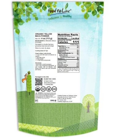 Organic Yellow Maca Powder 4oz - Non-GMO | Kosher Raw Maca Root Flour - Vegan Bulk 0.25lb - Buy Online on GoSupps.com