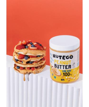 Nutego 100% Creamy Peanut Butter 1kg Natural no added sugar no added salt Plant protein source Vegan Argentina peanuts  - Buy Online on GoSupps.com