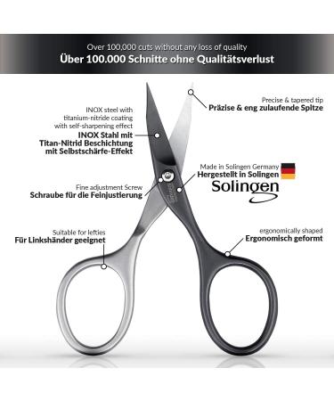 marQus Solingen INOX Titanium Self-Sharpening Nail and Cuticle Scissors - Precision Scissors from Germany in Handy Case - Pedicure Beauty Grooming Kit for Nails and Eyebrows - Buy Online on GoSupps.com
