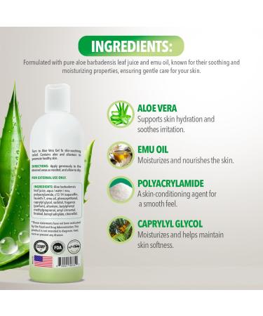 Dr. Robaina Natural Aloe Vera Gel with Emu Oil Hydrating & Soothing Daily Skin Care for Dry Skin Sun-Exposed Comfort & Irritation Relief Non-Greasy Quick-Absorbing 12 oz | Made in USA 1 Unit - Buy Online on GoSupps.com