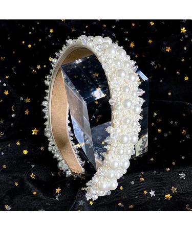 Faux Pearl Headbands for Women Bling Rhinestones Hairbands Women Girls Wedding Birthday Party Valentines Day Gifts Hair Hoop Wedding Hair Accessories (Pearl) - Buy Online on GoSupps.com