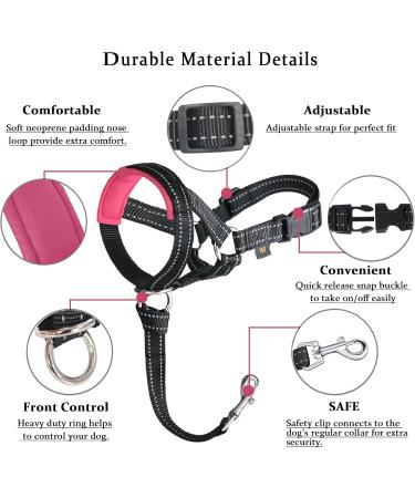 Dog Head Collar No Pull - Soft Upholstery Headhalters for Labrador - Includes Training Instructions - L Rosa/Schwarz - Buy Online on GoSupps.com