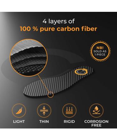 Carbon Fiber Insole - Rigid Shoe Insert for Foot Pain Relief | Graphite Recovery Insert for Arthritis & Hallux Rigidus | Unisex Steife Solen - EU35 Black 227mm - Buy Online on GoSupps.com