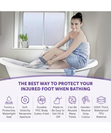 Adult Waterproof Foot & Ankle Cast Cover - Reusable Neoprene Seal - Small-Medium Grey Size S-M - Buy Online on GoSupps.com