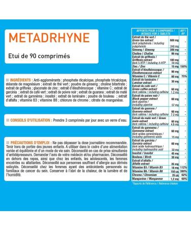 Metadhryne Fat Burner - Drains Eliminates Helps Burn Fat Weight Loss - Fat Burner Women/Men Program 30 days - French Laboratory Eric Favre Tablet - Buy Online on GoSupps.com