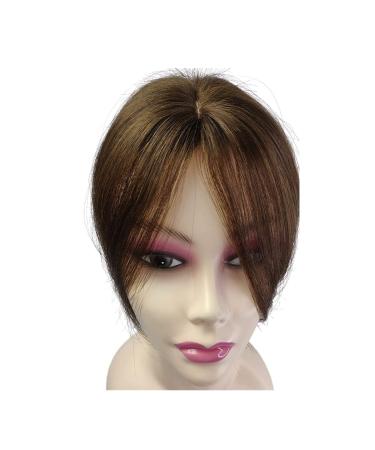 Bangs Bangs Hair Clip in Human Hair Bangs Middle Part Indian Fringe Hairpieces Straight Natural Hair Crown Topper Clip in Top Hairpieces for Women with Thinning Hair for Women Curved Bangs for Daily Light Brown