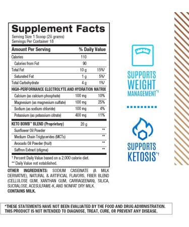 BPI Sports Keto Bomb Coffee Creamer - Supports Energy and Hydration - MCT and Electrolytes - with Calcium - Caramel Macchiato 18 Servings - Buy Online on GoSupps.com