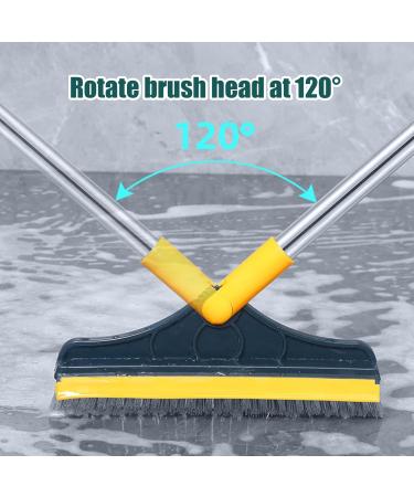 2 in 1 Cleaning Scrub Brush 120 Rotating Detachable Floor Scrub Brush with Long Handle V-Shaped Shower Brush for Cleaning with Squeegee for Bathroom Kitchen 2 in 1 Cleaning Scrub Brush Shower - Buy Online on GoSupps.com