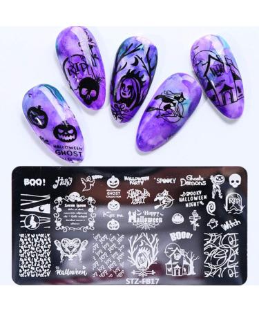 Lurrose 8-Piece Nail Art Stamping Plates - Ghost Skull & Pumpkin Designs for DIY Nail Decoration | International Shipping - Buy Online on GoSupps.com