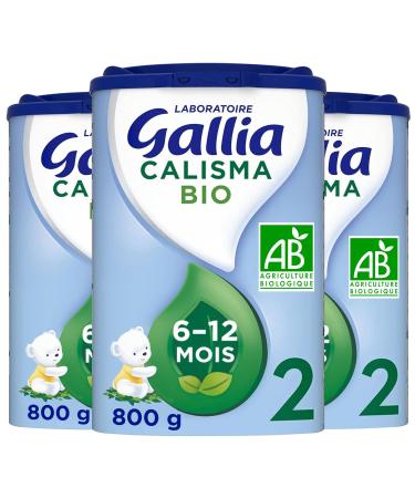 Laboratoire Gallia - Calisma 2 BIO - Lait B b 2 me ge - Lait Infantile Bio de 6 12 Mois - en Poudre - Sans Huile de Palme - Lot de 3x800g 6-12 mois