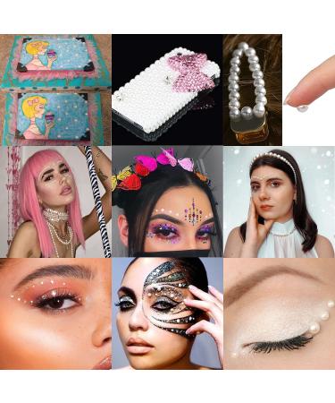 White Pearl Face Gems & Hair Jewels | Self-Adhesive Rhinestones for Women | Festival & Nail Art DIY Decoration Kit - 4 Sheets - Buy Online on GoSupps.com