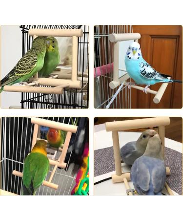 NINGVIHE Bird Mirror Bird Swing Parrot Cage Toys Bird Toy for Parrot Parakeets Conures Cockatiels Cage Swing Wooden Fun Play Toy for Birds (2 PACK) - Buy Online on GoSupps.com