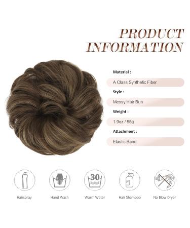 Feshfen Large Dutt Hair Part with Rubber Band - Ash Brown Mix Blonde Hair Tie & Extensions for Women & Girls - 55g - Buy Online on GoSupps.com