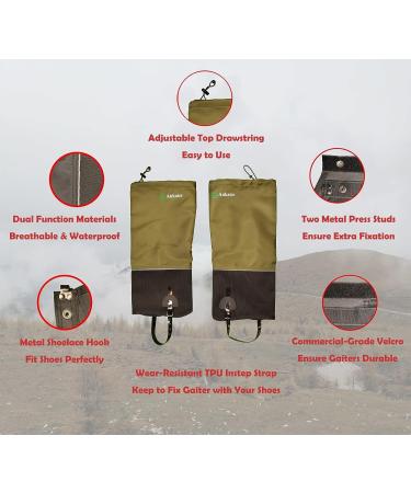 Ankaier Leg Gaiters - Waterproof & Breathable for Hiking, Snow Activities - Olive/Black, Medium Size 17'' x 17 - Buy Online on GoSupps.com