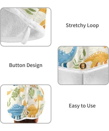 Blue Yellow Dinosaur Hair Towel 2 Pack - Super Absorbent Quick Drying Hair Turbans for Women & Girls - Buy Online on GoSupps.com