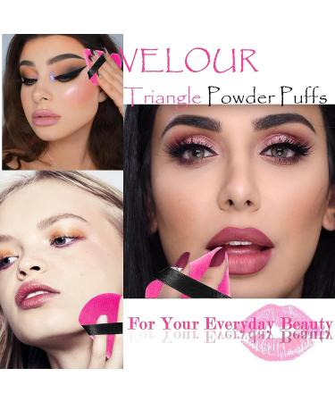 HoPliGhe Triangle Powder Puff Set - 6 Soft Velour Puffs for Makeup Application - Rose Red & Black - Buy Online on GoSupps.com