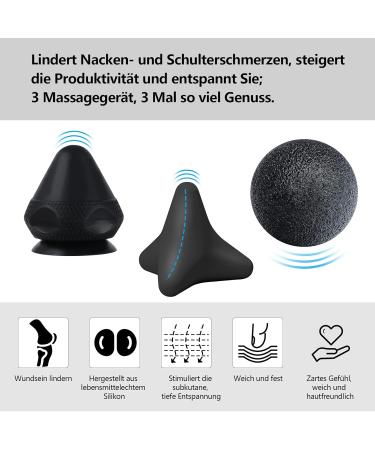 Rymall Trigger Point Presser Massage Device & Fascia Ball Set | Painless Muscle Relief with Suction Cup & Bag - Black - Buy Online on GoSupps.com